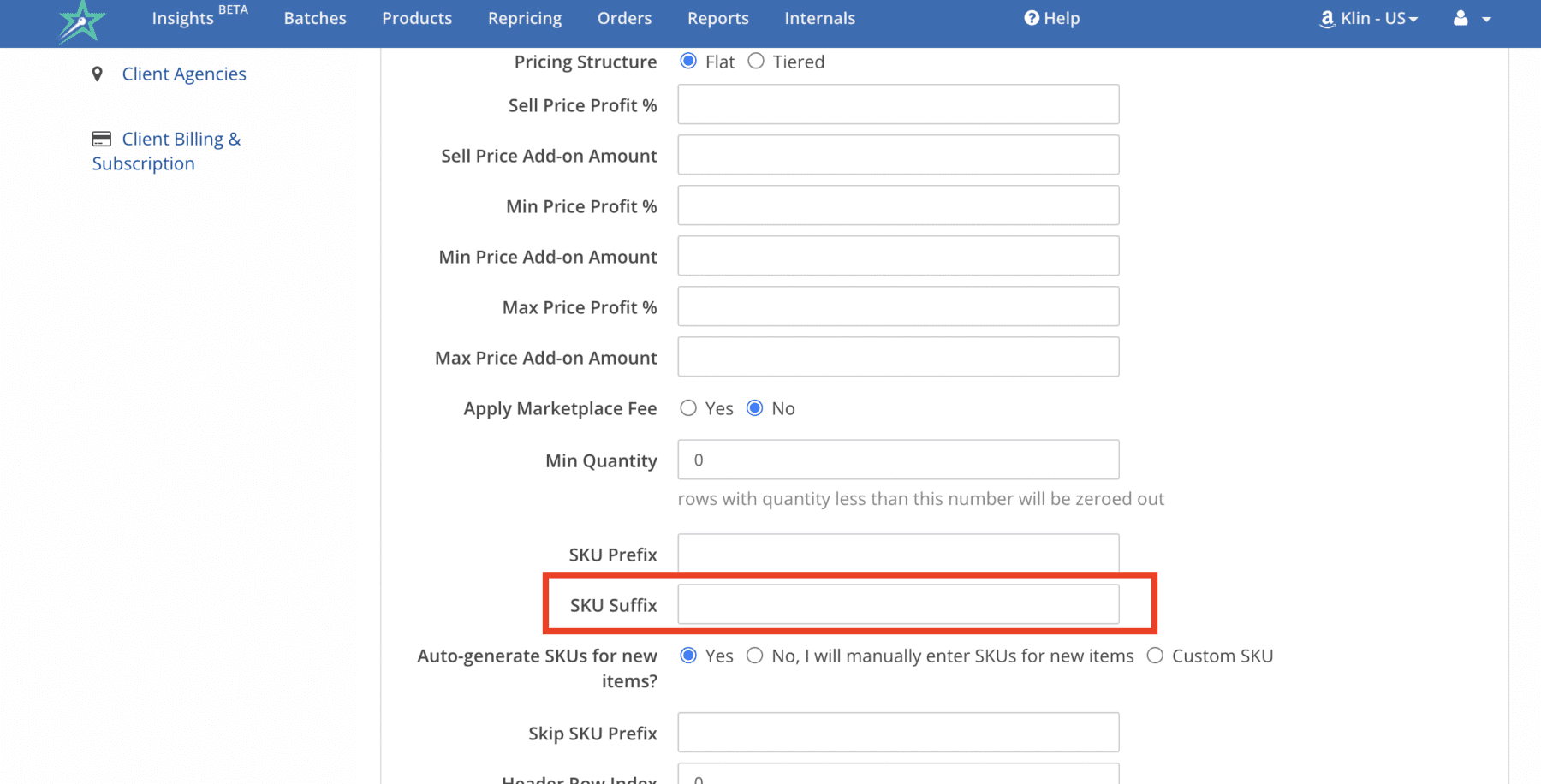 Specify a SKU Suffix for your feeds